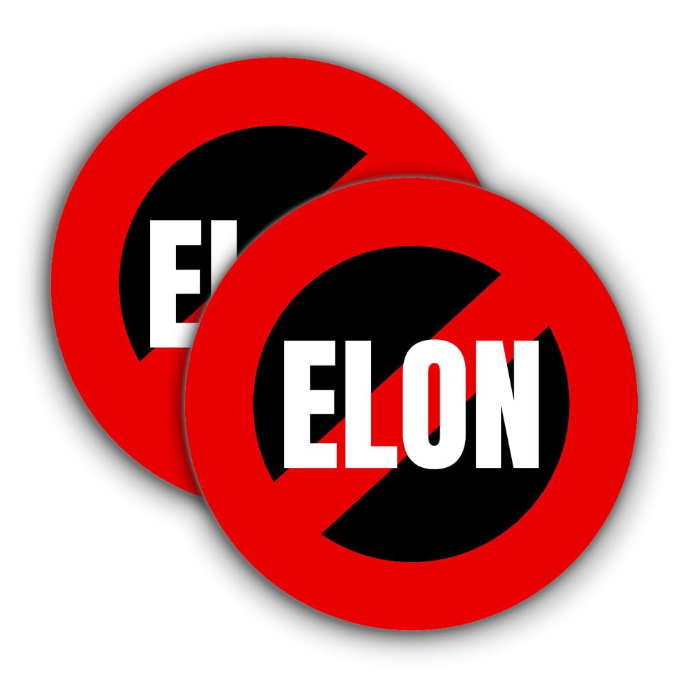 2 pcs Elon Sticker, No Elon Sticker, Musk Tesla Bumper Sticker, 4 Inch Waterproof Vinyl Decal for Car, Truck, Laptop, Window, Tesla Bumper Stickers