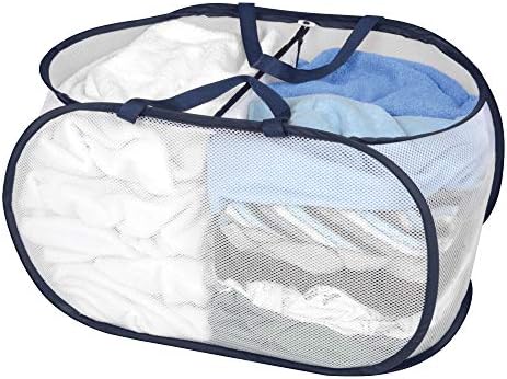 Smart Design Deluxe Mesh Pop Up 2 Compartment Laundry Sorter Hamp...