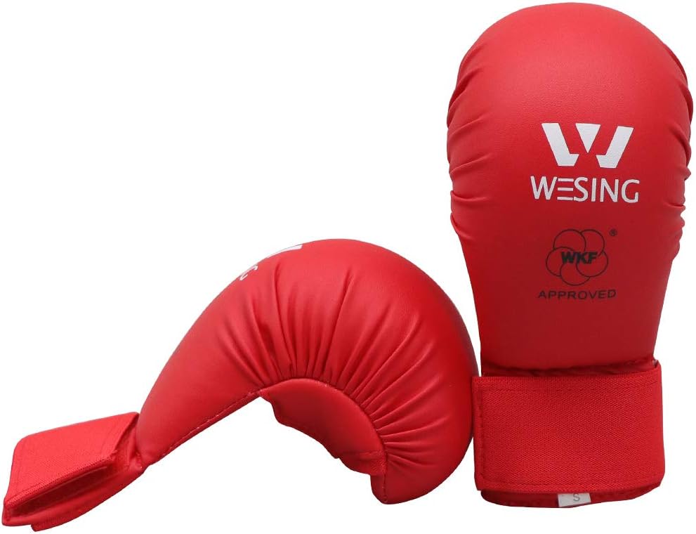 Wesing WKF Sparing Karate Gloves Without Thumb Protection Blue Red