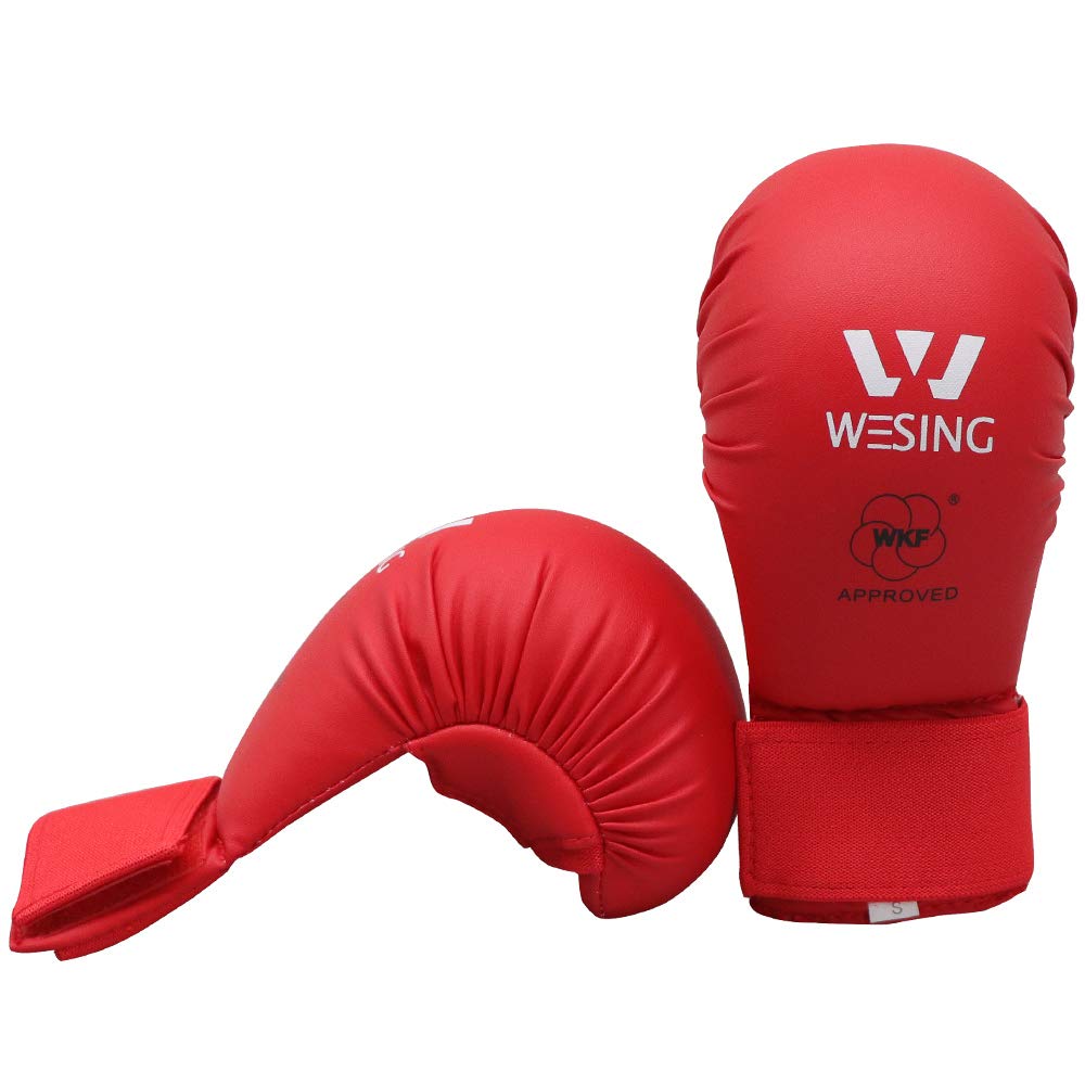Wesing WKF Sparring Karate Gloves Without Thumb Protection Blue Red