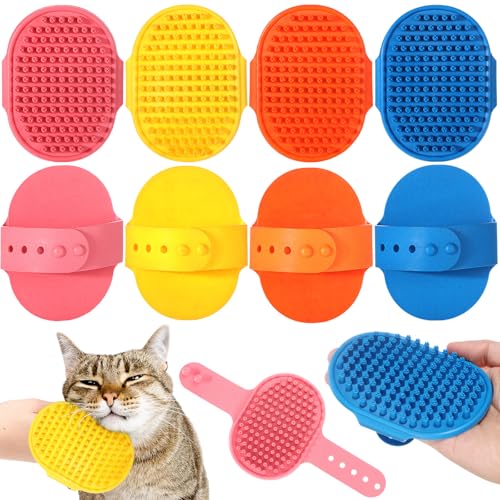 Image of Maxdot 8 Pcs Cat Self Groomer Brush Adjustable Rubber Cat Combs for Indoor Corner Kitten Face Scratcher Massager Bathing Brush (Blue, Yellow, Pink, Orange)