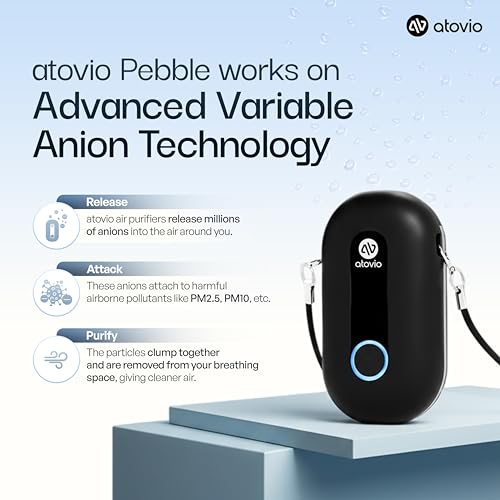 Image of Atovio Wearable & Portable Filterless Air Purifier | TESTED AT IIT KANPUR, MADE IN INDIA | 99.9% Pollutant Removal | Fights Against Dust & Smoke Allergy | 55Hr Battery (Cloud White)