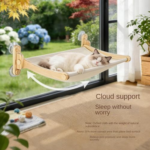 Percha para ventana de gato y asiento de hamaca extraíble de madera para pared de dormitorio 5