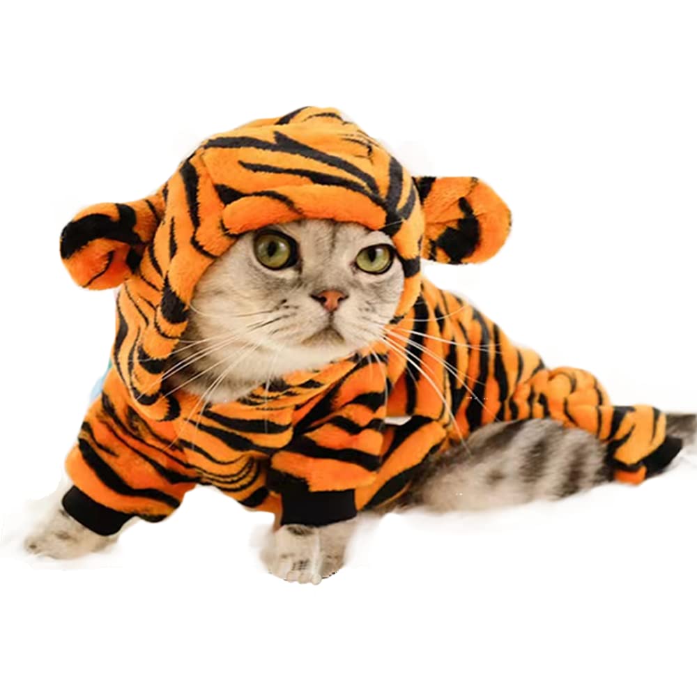 Dog Tiger Halloween Costume Cat Hoodies with Bunny Ears and Tail