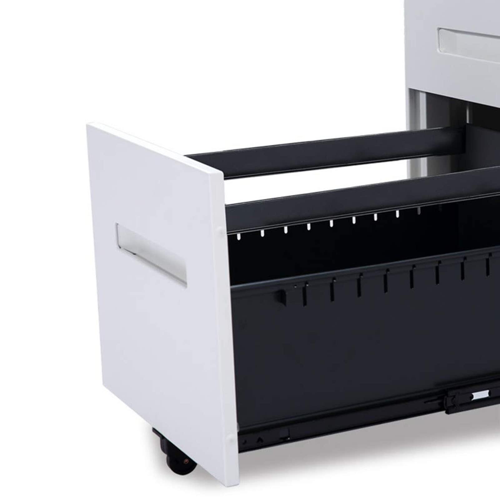 Archivador de metal con cerradura de 3 cajones, organizador de escritorio móvil para recibos A4, diseño antipuntas, caja de almacenamiento de escritorio para oficina y uso doméstico