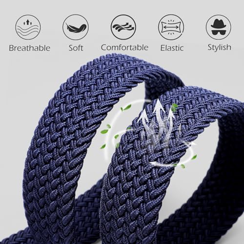 VONMELLI Nickle Free No Metal Belt for Men, TSA Approved Hypoallergenic Elastic Stretch Braided Belt Men4