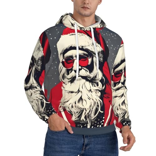 Sweat à capuche homme imprimé Père Noël mignon vêtement chaud à offrir pour l'hiver