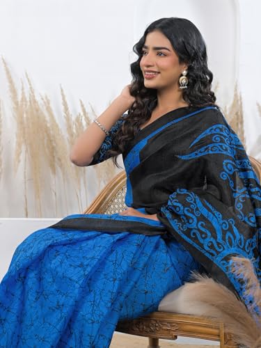 Image of SIRIL Women's Cotton Printed Saree With Unstitched Blouse Piece