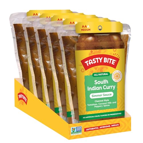 Tasty Bite Chennai South Indian Curry Simmer Sauce, 7-Ounce 5-Pack, 3-4 Servings Per Pouch, Vegan, Kosher, All Natural