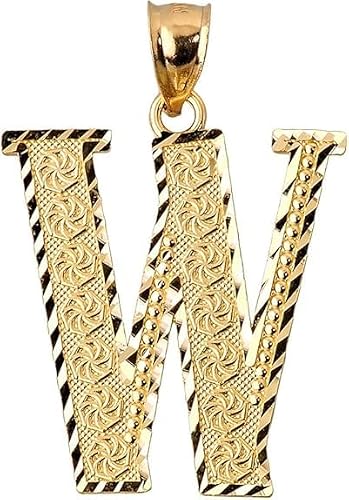 Nexus Bling - NB 10K Yellow Gold Initial Pendant Diamond Cut Style (W)