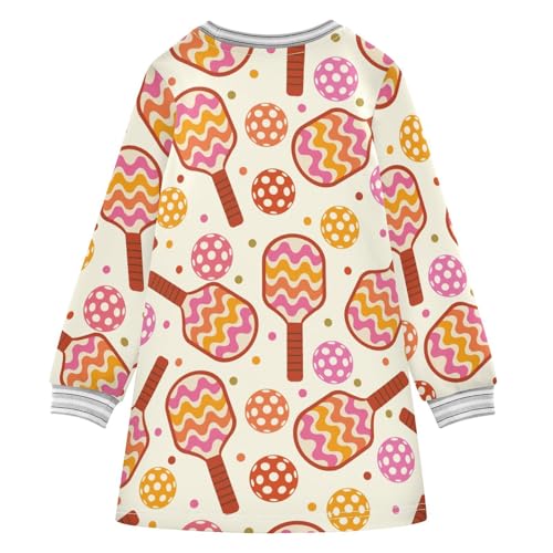 Pickleball Girls Dresses Long Sleeve Sweatshirt Dress for Girls Winter Toddler Casual A Line Dresses Size 2-8T2