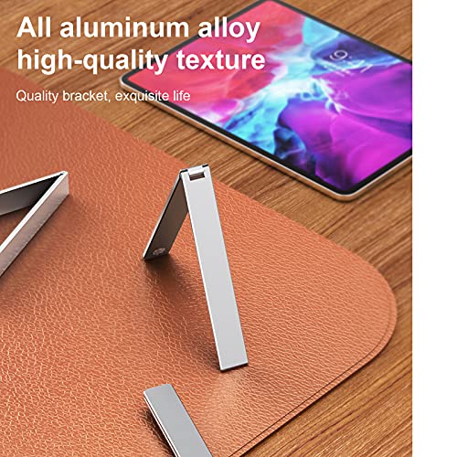 Image of Invisible Tablet Holder 2Pack Mini iPad Kickstand Upgrade Aluminum Desk Stand Multi-Angle Adjustable Foldable Pocket Compatible with iPad Air /Pro, Kindle, Sliver