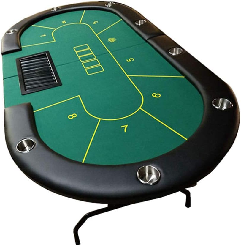 84-Inch Texas Hold'em Table Poker Table with Simple Iron Feet and Retractable Table Top Dominoes Table Can Be Folded in Half for Storage and Transportation