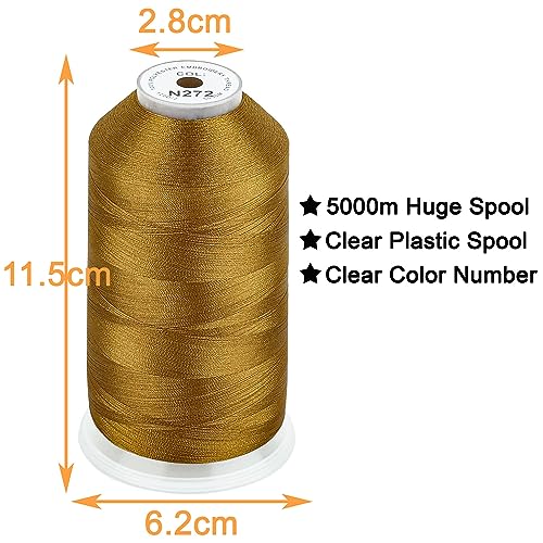 Image of New brothread - Single Huge Spool 5000M Each Polyester Embroidery Machine Thread 40WT for Commercial and Domestic Machines - Old Gold(Janome Color)