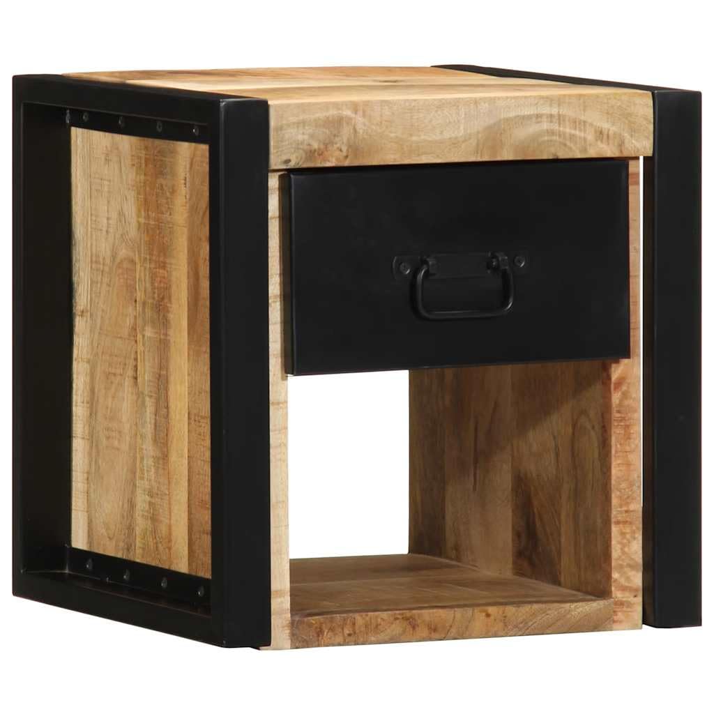 SXZenSpace 4015949 Bedside Cabinet 40x35x40 cm Solid Rough Wood Mango Bedroom Cabinet,Storage Nightstand Side Table