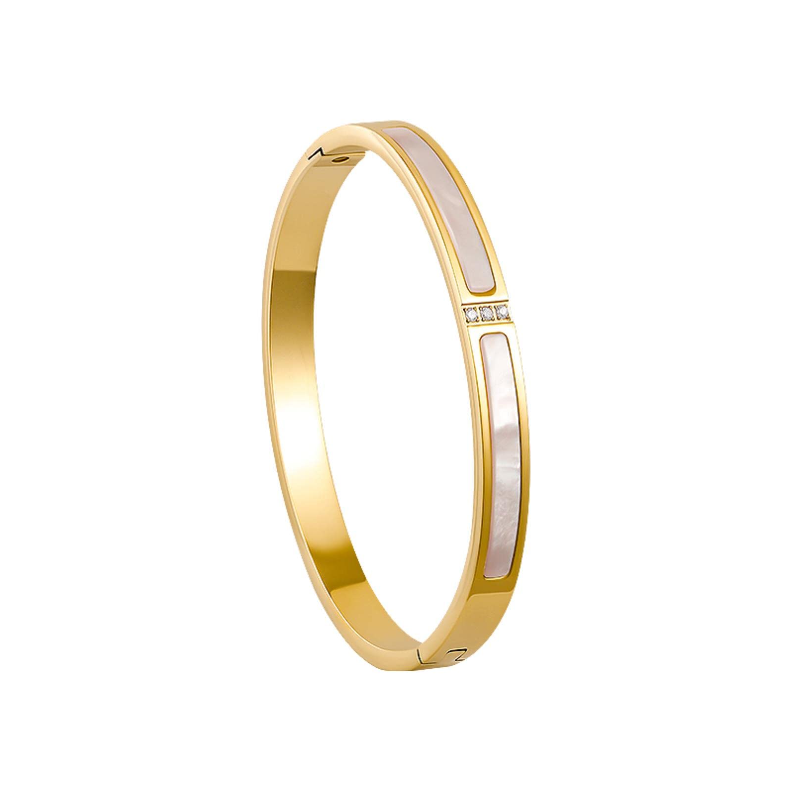 Odddot Women's Gold Inlaid Shell Titanium Steel Bangle Light Luxury Jewelry For Exquisite Casual Romantic Sweet Bangle Gift