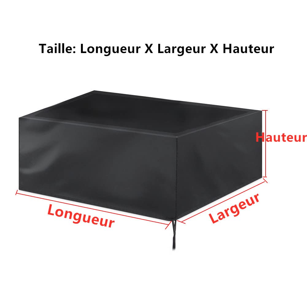 Housse Table de Jardin 280x220, Housse Salon de Jardin Exterieur 280x220x90cm Bache Table de Jardin Imperméable Couverture de Protection Meubles Rectangulaire (280x220x90cm)
