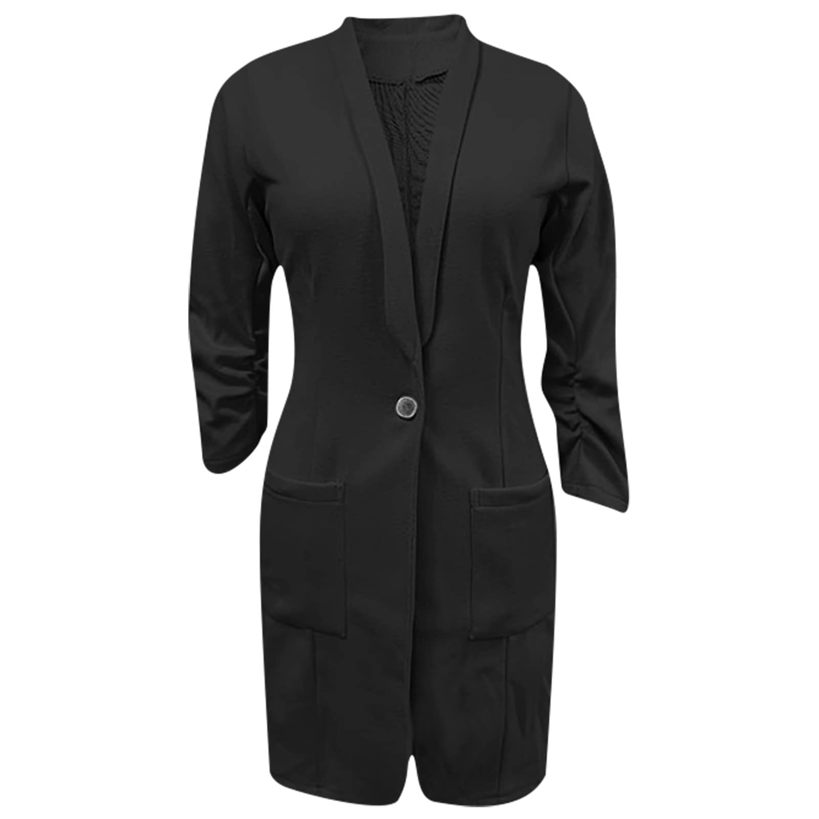 Trachtenjacke Damen Strickjacke Blazer Fashion Casual Solid Dreiviertel Ärmel Button Tops Cardigan Coat &J1317