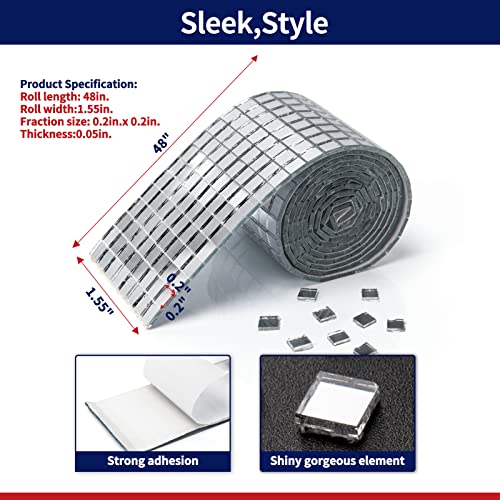 Art3Dwallpanels Self-Adhesive 1888 Pieces Glass Mirror Mosaic Tiles Small Square Mirror Tiles Sticker For Diy Craft Decoration, Disco Ball Mirror Tiles For Party (Silver) #TOP2