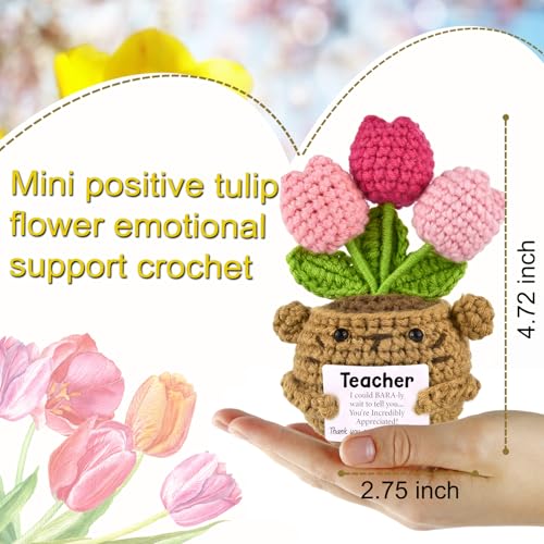 Teacher back to school gifts for Women Men,Thank You Gifts Crochet Tulip - image 5