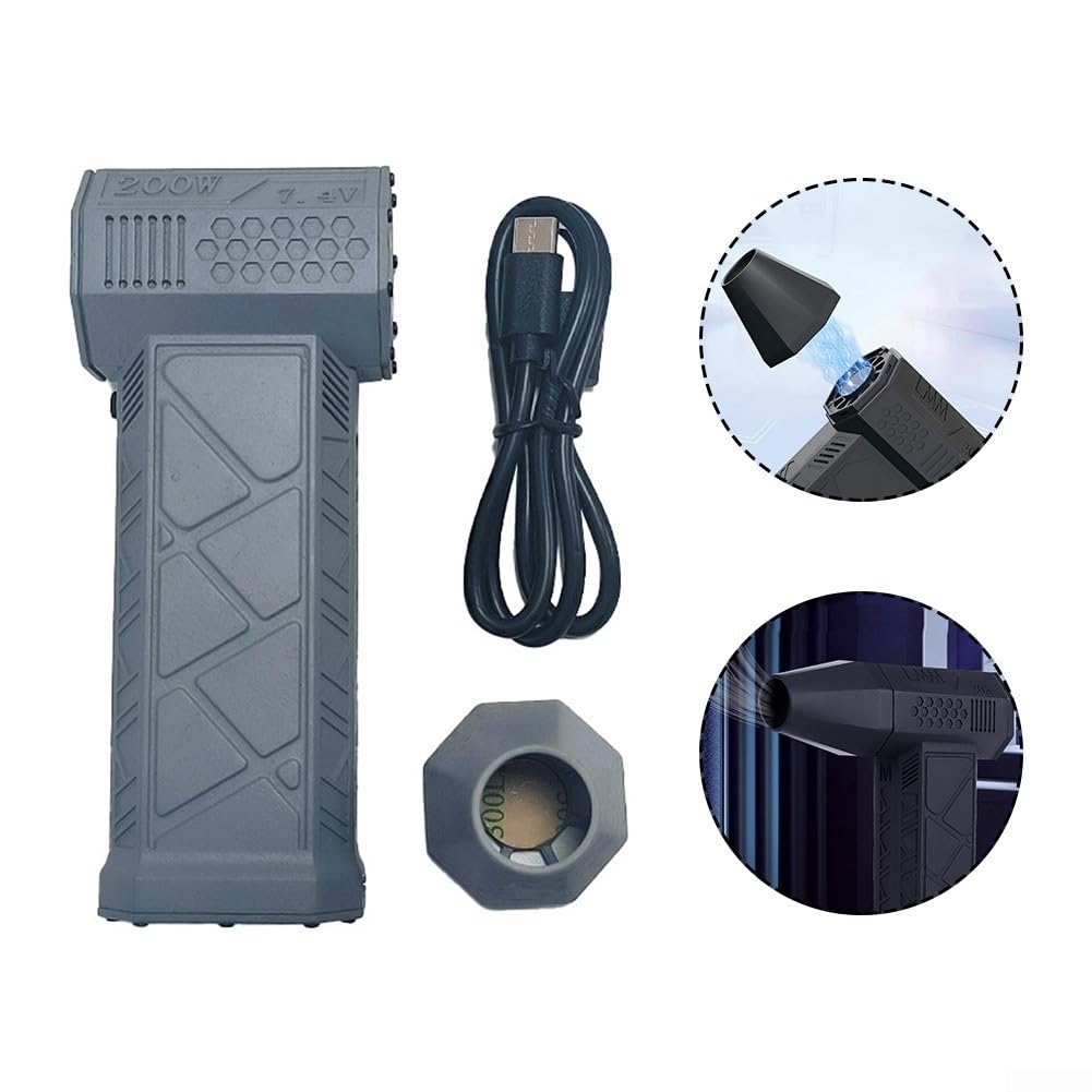 Besttoolifes Violent for TURBO Fan - Ventilador compacto de alta velocidad con iluminación LED, motor sin escobillas de 130,000 rpm, potente flujo de aire de hasta 52 m/s(gris)