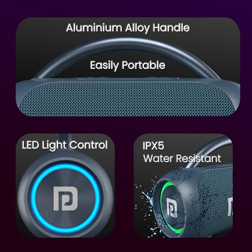 Image of Portronics Radiant 30W Wireless Bluetooth Portable Speaker with in-Built Mic,6 Hours Playtime,HD Clarity Sound,Dual Driver,RGB LEDs,TWS Connectivity,BT5.3v,USB Drive,Aux in,Type C Fast Charging(Blue)