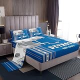 Picture of Erosebridal Gridiron Sheet Set for Boys Girls Kids Sports Bed Sheets Full, Rugby Sports Decor Bedding Sets White and Blue City Sheets Football Fans Gifts