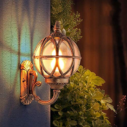 Applique murale extérieure rustique haut de gamme lanterne globe en bronze