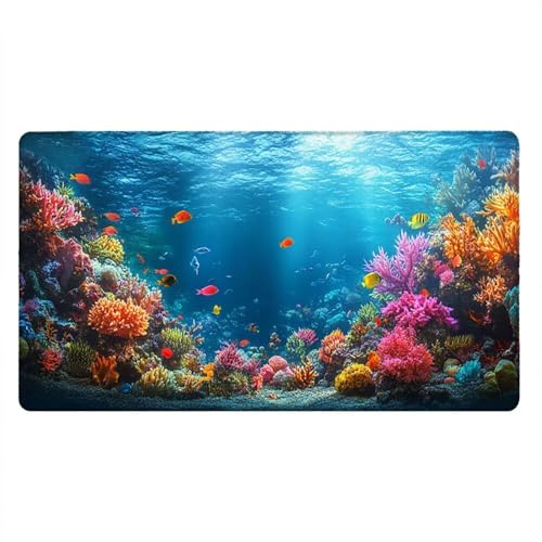 Alfombrilla Ratón XXL Alfombrilla Escritorio 1600x800mm Mouse Pad Mejora la Precisión y la Velocidad con Base de Goma Antideslizante y Bordes Cosidos Duradera Cómoda, Juegos (Peces Y Corales) xR8-909