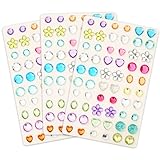 Claire's Stick On Earrings for Girls - Variety of 3D Sticker Earrings - Cute Self-Adhesive Stickers - Jewlery Set Perfect for Dress Up - Shapes