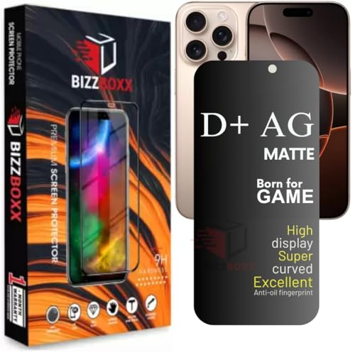 Image of Compatible With iPhone 16 Pro D+ AG Matte Tempered Glass Screen Guard Protector Anti-Fingerprint Gaming Special With Camera Cut - Pack of 1