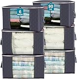 ShopWizz 90L Large Storage Bags for Clothes,Blanket and Comforter, 6 Pack Foldable Clothes Storage Bins for Closet Organizer, Storage Containers with Handle, Storage Box