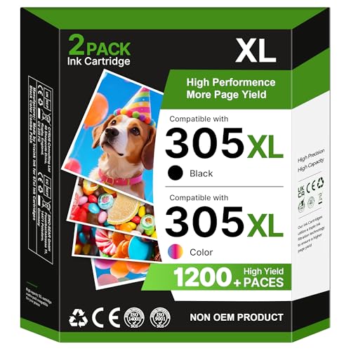 Salols 305XL Ink Cartridges Replacement for HP 305 Ink Cartridges Black and Colour for HP305 XL for HP DeskJet 2820E 2810E 2700 2710e 2720e 4120e 2721e Plus 4100 4120 Envy 6020e 6032e Pro 6430, 2-Pack