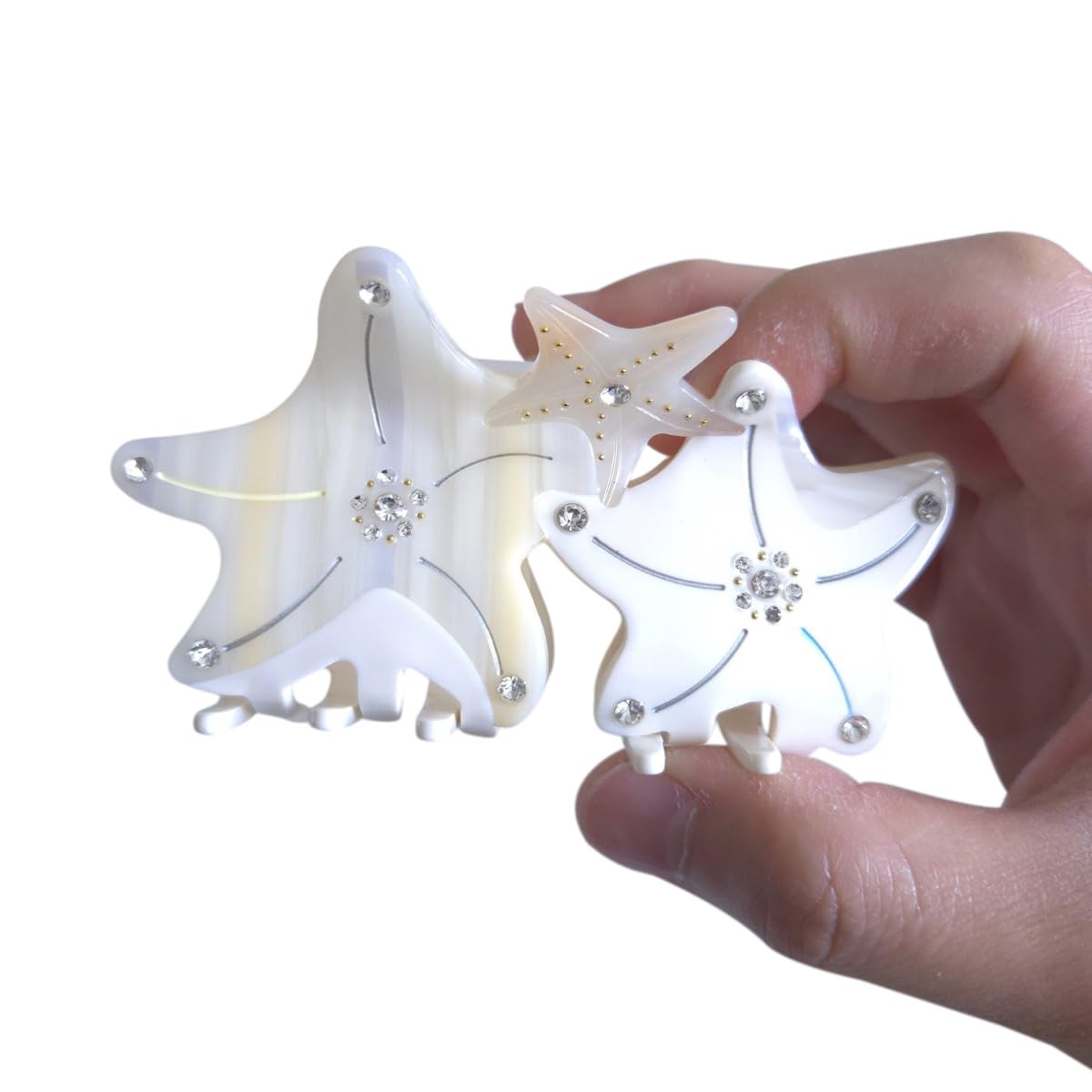 Fantasy Starfish Hair Clip,Novelty Acetate Claw Clips,Small Hair Clips for Women,White - Image 7