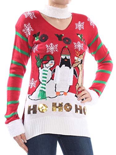 Planet Gold Juniors Choker Neck Sequined Sweater