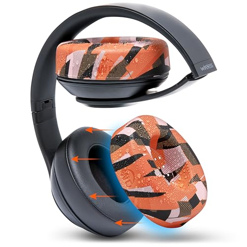 WC SweatZ Studio - Patented Earpad Covers for Beats Studio 3 (A1914) & Beats Studio 2 (B0500 /B0501) Made by Wicked Cushions | Sweatproof & Easily Washable | Orange Prism