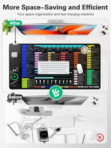 Image of Mouse Pad with Foldable Phone Holder, Wireless Charging Desk Mat 31.5x15.75 Mousepad with Superior Micro-Weave Cloth Non-Slip Waterproof Desk Pad