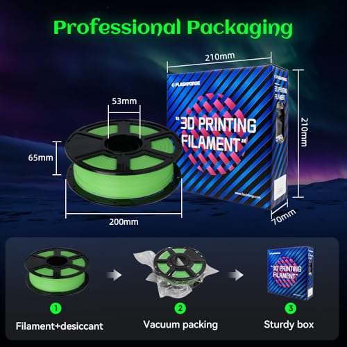 Image of FLASHFORGE Glow in The Dark Rapid PLA Filament 1.75mm, High Flow Speedy 3D Printer Filament Luminous Green, Max 500mm /s High-Speed Printing, High Brightness and Long-Lasting Glowing Effect