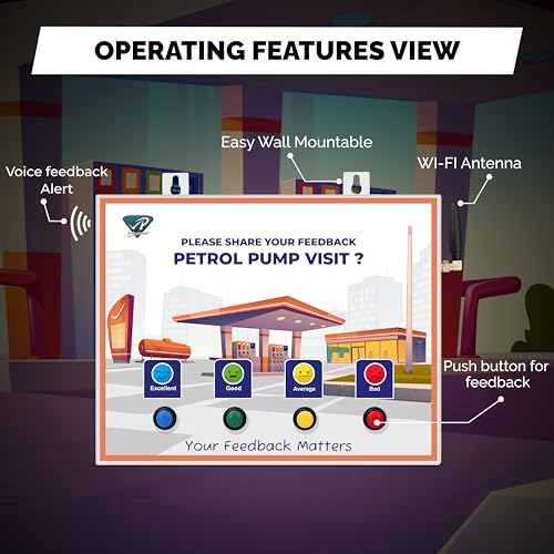 Image of Rely Cure ⇒ VP INDUSTRIES (Lite Model) Petrol Pump Feedback Machine with Inbuilt WiFi Hotspot | Smiley Feedback System with Mobile App & Live Reports