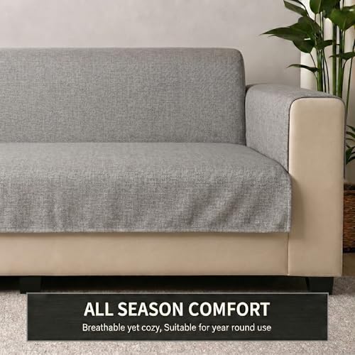 Image of STITCHNEST 'ComfyNest Series' 2 Seater Sofa Cover | Full Coverage with Armrest Pocket | Elegant Jute Fabric, Washable & Durable for Modern Living