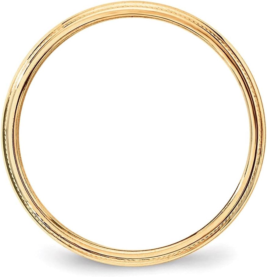 Diamond2Deal 14k Yellow Gold 3mm Milgrain Half Round Wedding Band Ring