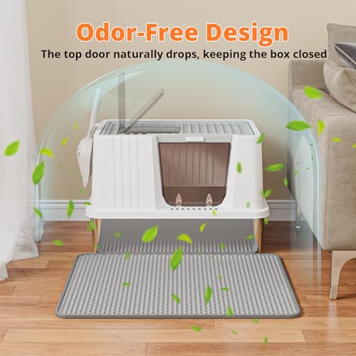 Caja de arena para gato de acero inoxidable Oneluck con tapa miniatura 6
