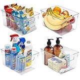 Sorbus Storage Bins Clear Plastic Organizer Container Holders with Handles – Versatile for Kitchen, Refrigerator, Cabinet, Food Pantry, Bathroom Organization