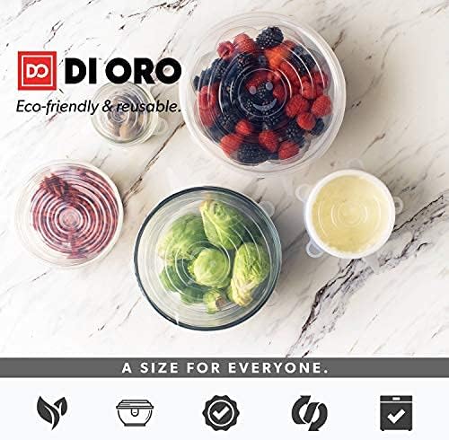 Miniatura 2 de DI ORO - Tapas elásticas de silicona, paquete de 6, fundas reutilizables para almacenamiento de alimentos para cuencos y recipientes de todas las