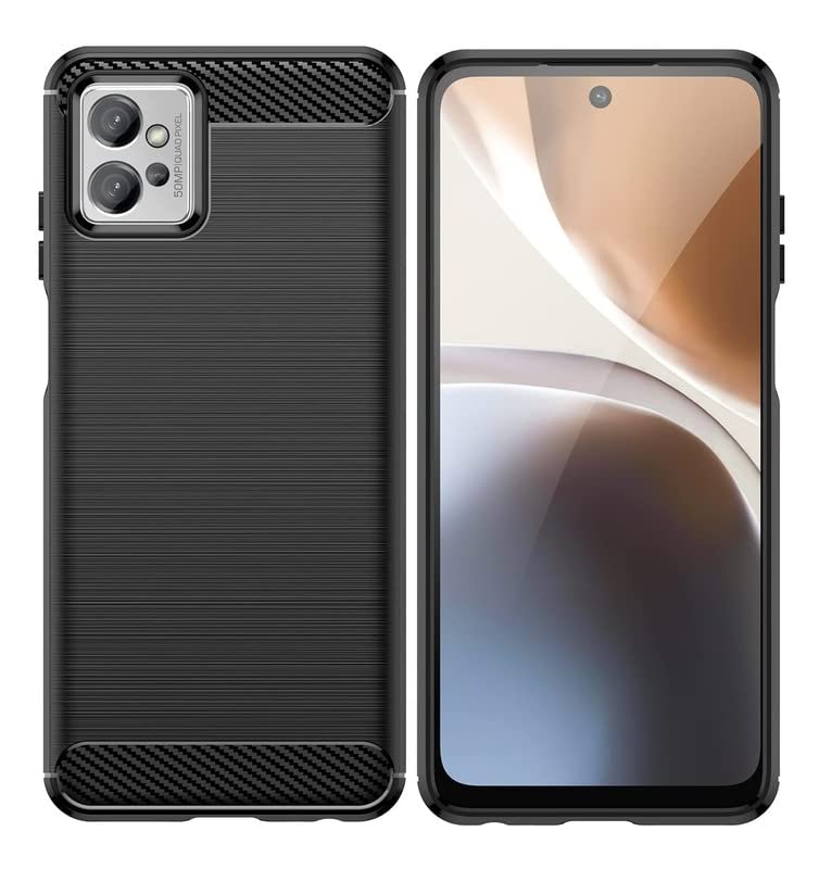 Image of NPRC Hybrid Ultra Slim Protective Case TPU Non-Slip Carbon Fiber Texture Shockproof Case Cover for Moto G32 - Black