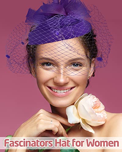 5 Pcs Fascinators Hats For Women Girls Tea Party Hats Tea Party Pillbox Hat With Veil Vintage Mesh Feathers For Tea Party (Stylish Colors) #TOP3