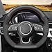 MEWANT Black Microfiber Leather and Suede DIY Steering Wheel Cover for Audi A3 2017-2020 / A3 Sportback e-tron 2017-2018 / RS 3 2018-2020 / RS 5 2018-2019 / S3 2017-2020 / S4 2018-2020 / S5 2018-2020