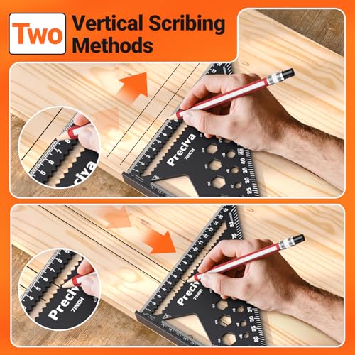 Preciva Carpenters Speed Square 7inch, 6 in 1 Set Squares with Pencil And Fixed Block, Metric Aluminum Alloy Triangle Ruler, Multifunctional Woodworking Tools for Builders, Joiners 3 Preciva Carpenters Speed Square 7inch, 6 in 1 Set Squares with Pencil And Fixed Block, Metric Aluminum Alloy Triangle Ruler, Multifunctional Woodworking Tools for Builders, Joiners - Image 3
