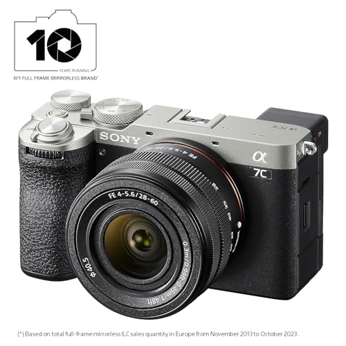 Sony Alpha 7C II, Appareil Photo Plein Format Hybride Compact à Objectif Interchangeable en kit avec Le FE 28-60mm, Silver