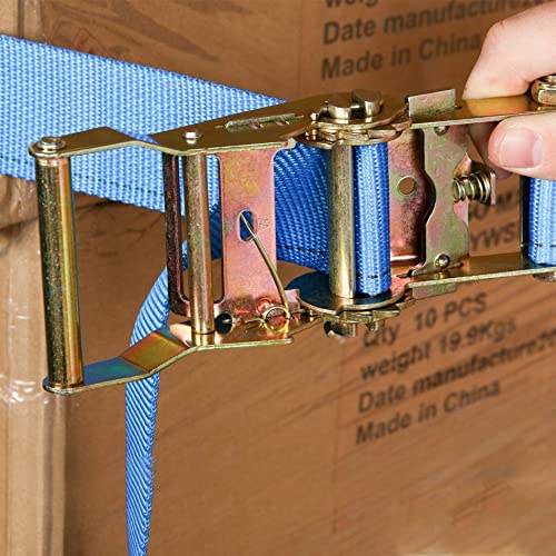 Dc Cargo E-Track Ratcheting Straps Cargo Tie-Downs, (Pack Of 4) 2 X 20 Heavy Duty Yellow Polyester Tie-Down Rachet Straps, Strong Ratchet Strap, E-Track Spring Fittings, Tie Down Motorcycle #TOP6